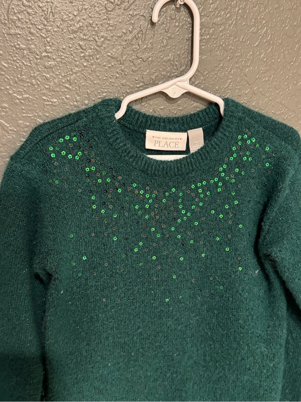 The Children's Place Green Sequin Crewneck Sweater - Picture 2 of 2